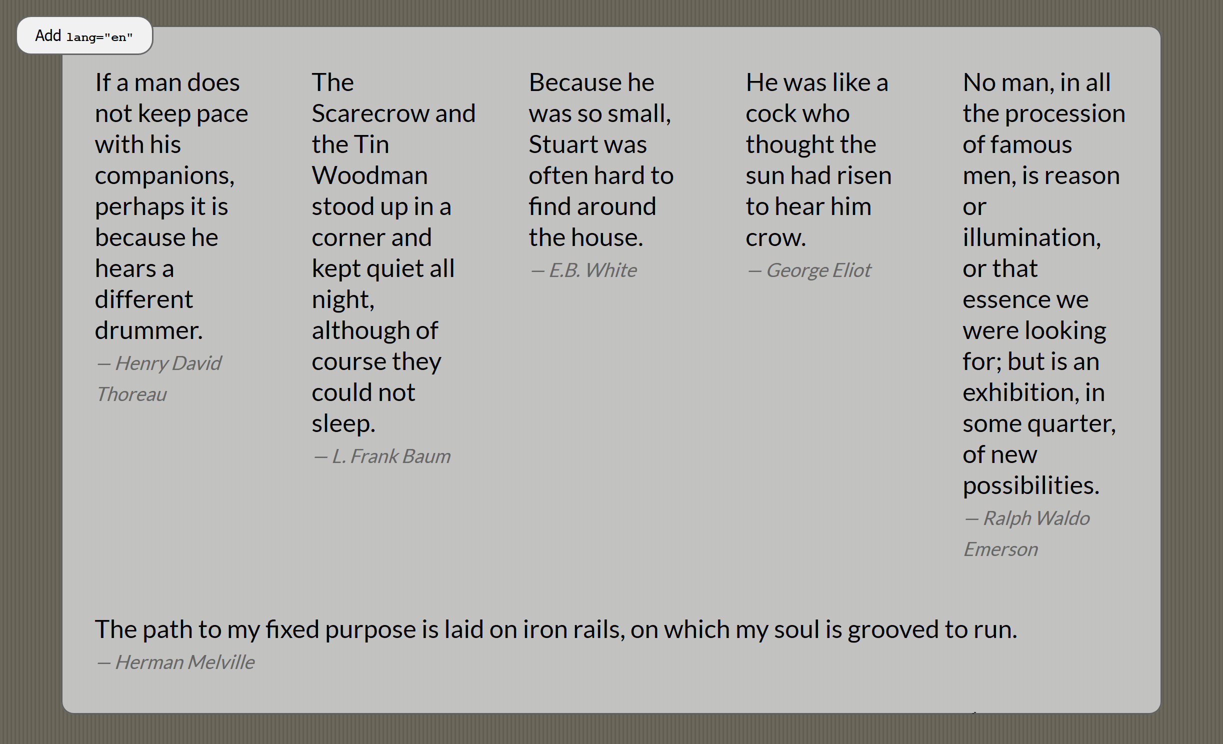 Animated GIF showing screenshot of changes to content hyphens based on presence of lang attribute.